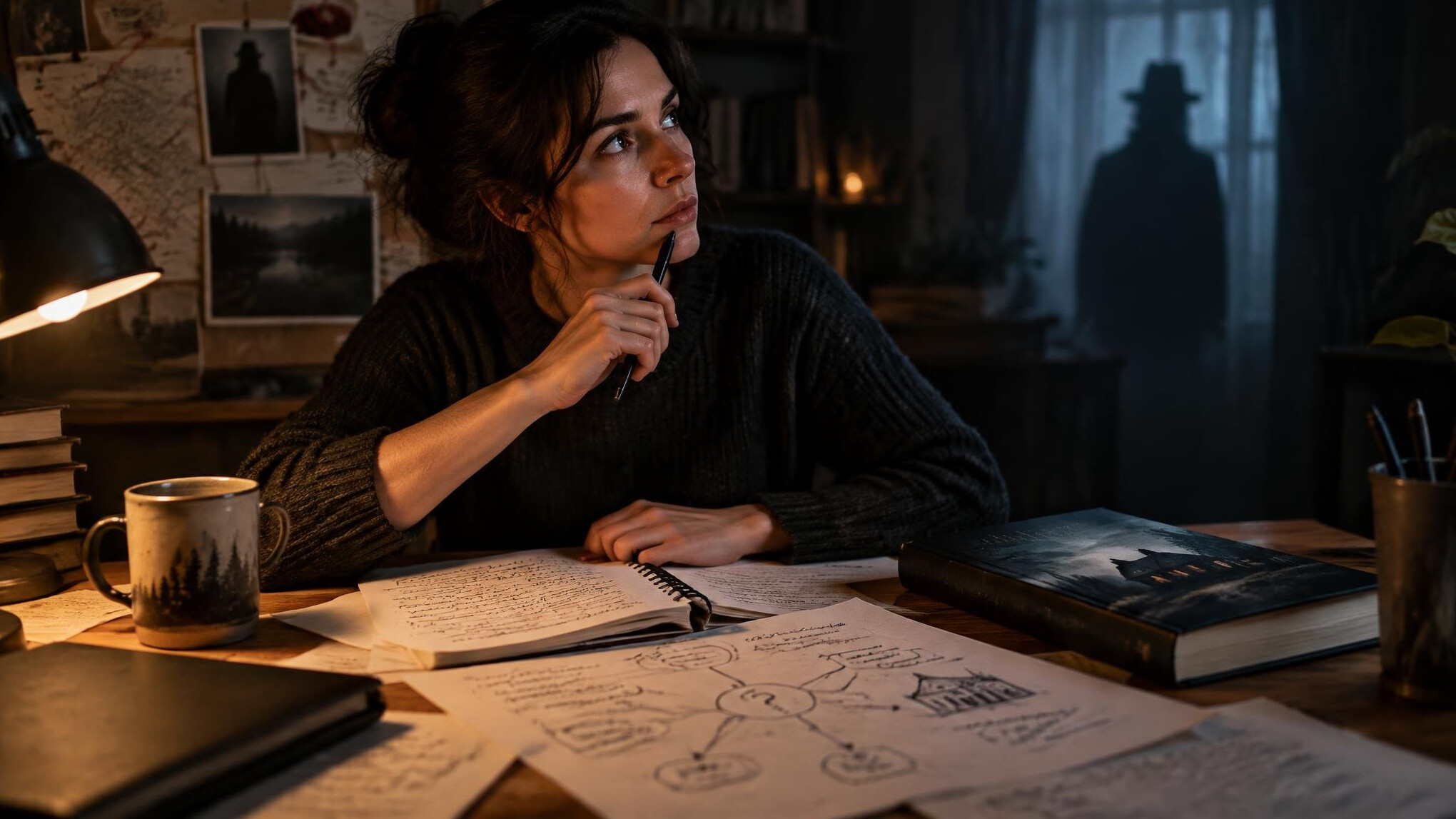 author thinking about plot